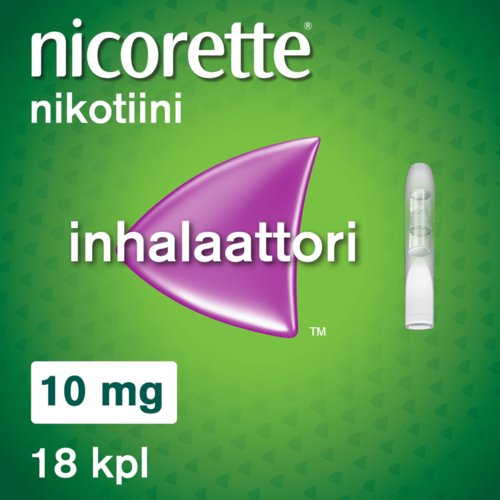 NICORETTE INHALAATTORI 10 mg inhal höyry, kyllästetty patruuna 18 fol