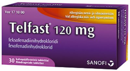 TELFAST tabletti, kalvopäällysteinen 120 mg 30 fol